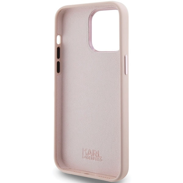 Karl Lagerfeld - Silicone (KLHCP15LSMHCNPP) - iPhone 15 Pro - Pink Choupette Metal Pin