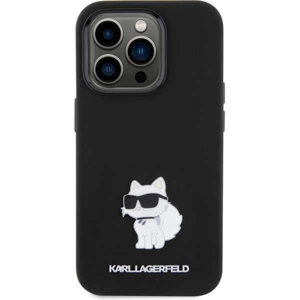 Karl Lagerfeld - Silicone (KLHCP15LSMHCNPK) - iPhone 15 Pro - Choupette Metal Pin