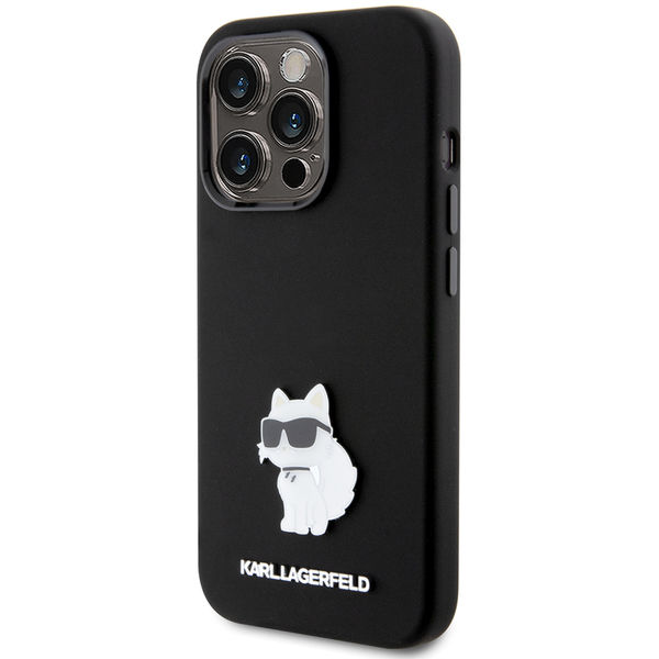 Karl Lagerfeld - Silicone (KLHCP15LSMHCNPK) - iPhone 15 Pro - Choupette Metal Pin