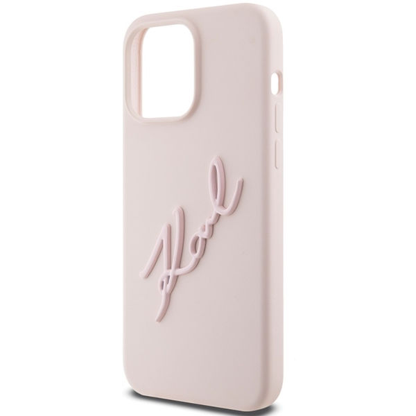 Karl Lagerfeld - Silicone (KLHCP15LSKSBMCP) - iPhone 15 Pro - Pink Karl Script
