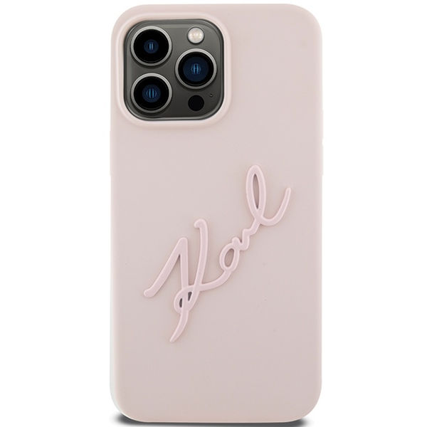 Karl Lagerfeld - Silicone (KLHCP15LSKSBMCP) - iPhone 15 Pro - Pink Karl Script