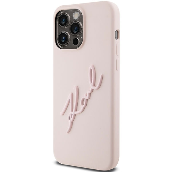 Karl Lagerfeld - Silicone (KLHCP15LSKSBMCP) - iPhone 15 Pro - Pink Karl Script