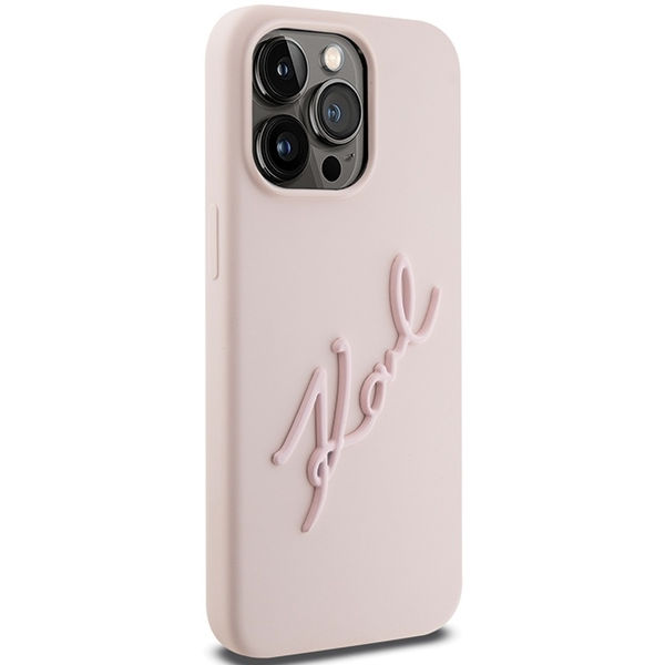 Karl Lagerfeld - Silicone (KLHCP15LSKSBMCP) - iPhone 15 Pro - Pink Karl Script