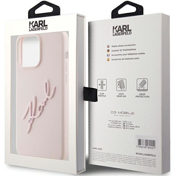 Karl Lagerfeld - Silicone (KLHCP15LSKSBMCP) - iPhone 15 Pro - Pink Karl Script