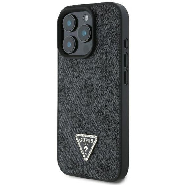 Guess - Leather Metal Logo Strass Crossbody (GUHCP16XP4TDSCPK) - iPhone 16 Pro Max - Black