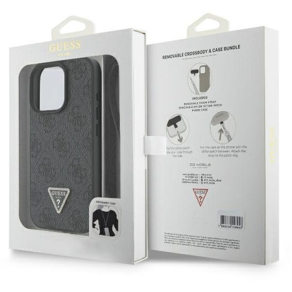 Guess - Leather Metal Logo Strass Crossbody (GUHCP16XP4TDSCPK) - iPhone 16 Pro Max - Black