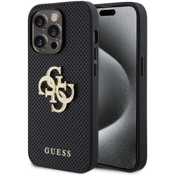 Guess - Leather Perforated 4G (GUHCP15LPSP4LGK) - iPhone 15 Pro - Black