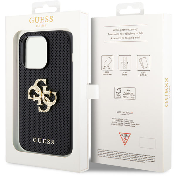 Guess - Leather Perforated 4G (GUHCP15LPSP4LGK) - iPhone 15 Pro - Black