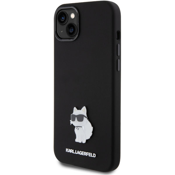 Karl Lagerfeld - Silicone (KLHCP15MSMHCNPK) - iPhone 15 Plus - Choupette Metal Pin