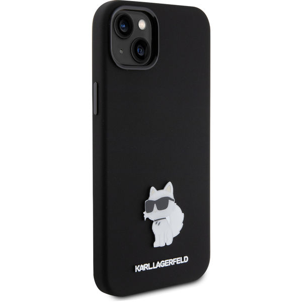 Karl Lagerfeld - Silicone (KLHCP15MSMHCNPK) - iPhone 15 Plus - Choupette Metal Pin