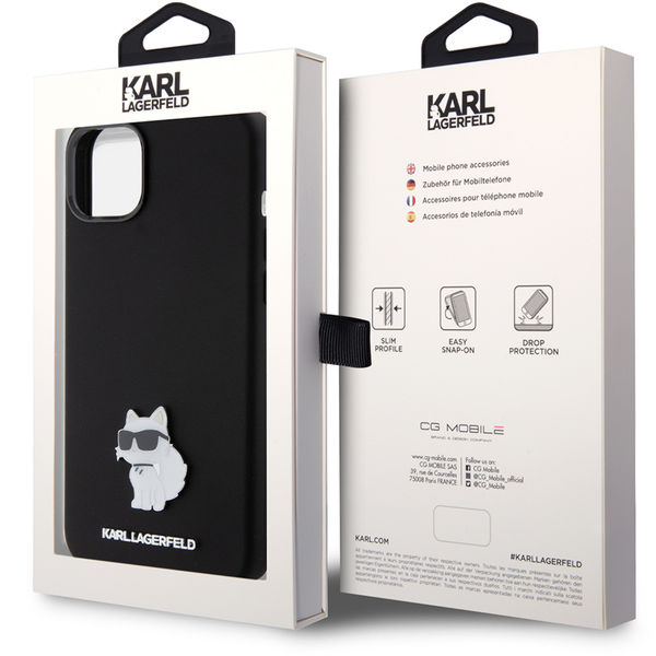 Karl Lagerfeld - Silicone (KLHCP15MSMHCNPK) - iPhone 15 Plus - Choupette Metal Pin