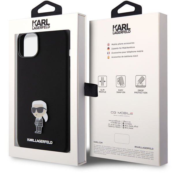 Karl Lagerfeld - Silicone (KLHCP15MSMHKNPK) - iPhone 15 Plus - Ikonik Metal Pin