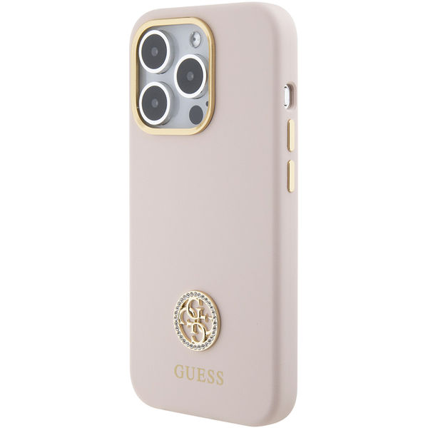 Guess - Silicone Logo Strass 4G (GUHCP15LM4DGPP) - iPhone 15 Pro - Light Pink
