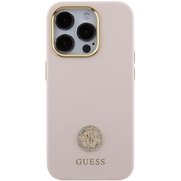 Guess - Silicone Logo Strass 4G (GUHCP15LM4DGPP) - iPhone 15 Pro - Light Pink