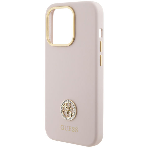 Guess - Silicone Logo Strass 4G (GUHCP15LM4DGPP) - iPhone 15 Pro - Light Pink