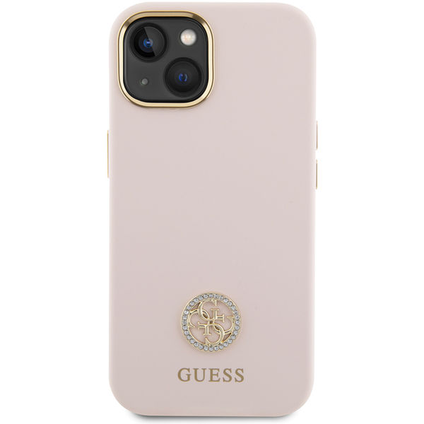 Guess - Silicone Logo Strass 4G (GUHCP15SM4DGPP) - iPhone 15 - Light Pink