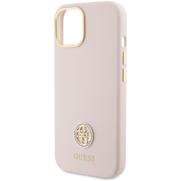 Guess - Silicone Logo Strass 4G (GUHCP15SM4DGPP) - iPhone 15 - Light Pink
