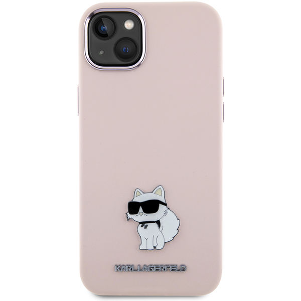 Karl Lagerfeld - Silicone (KLHCP15SSMHCNPP) - iPhone 15 - Pink Choupette Metal Pin