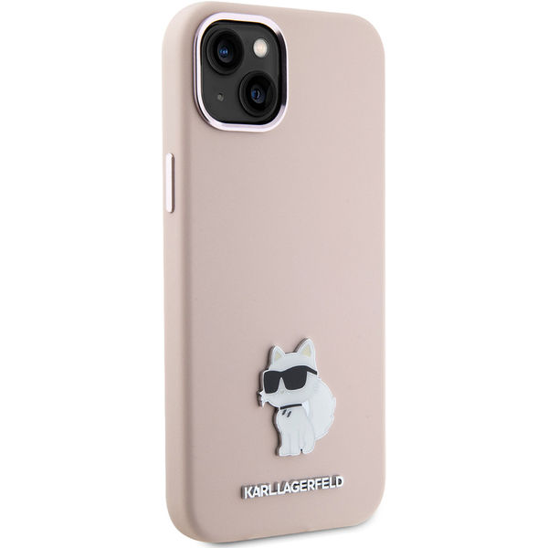 Karl Lagerfeld - Silicone (KLHCP15SSMHCNPP) - iPhone 15 - Pink Choupette Metal Pin