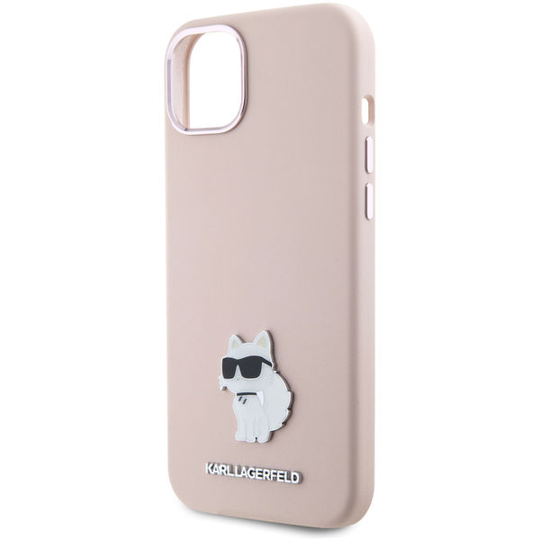 Karl Lagerfeld - Silicone (KLHCP15SSMHCNPP) - iPhone 15 - Pink Choupette Metal Pin