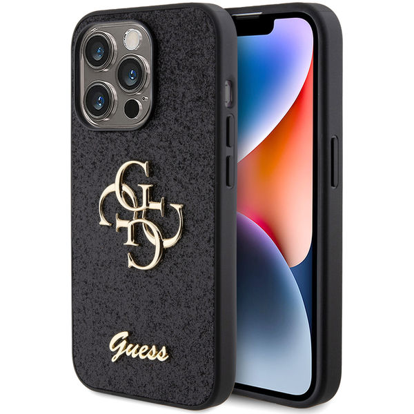 Guess - Glitter Script Big 4G (GUHCP15LHG4SGK) - iPhone 15 Pro - Black