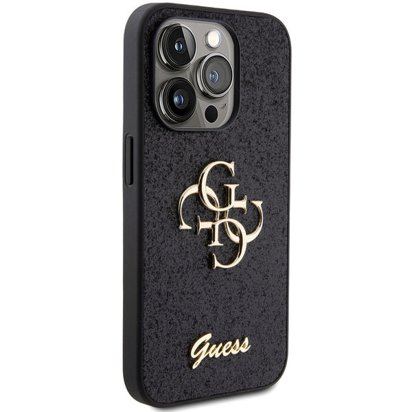 Guess - Glitter Script Big 4G (GUHCP15LHG4SGK) - iPhone 15 Pro - Black