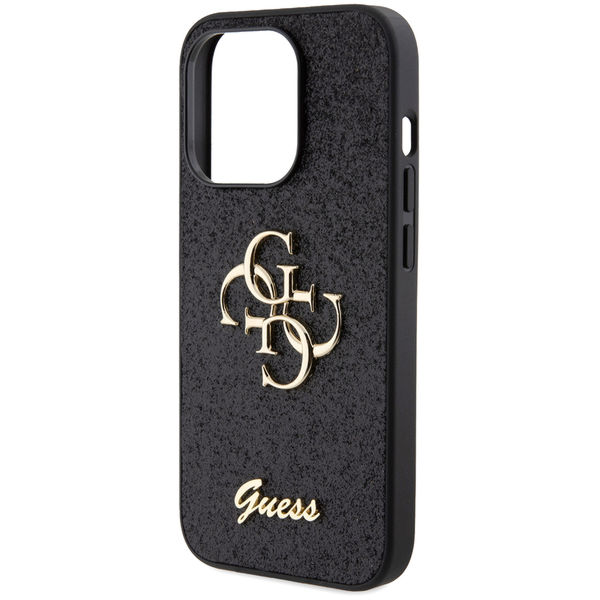 Guess - Glitter Script Big 4G (GUHCP15LHG4SGK) - iPhone 15 Pro - Black