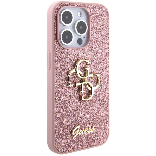 Guess - Glitter Script Big 4G (GUHCP15LHG4SGP) - iPhone 15 Pro - Pink