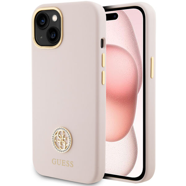 Guess - Silicone Logo Strass 4G (GUHCP15M4DGPP) - iPhone 15 Plus - Light Pink
