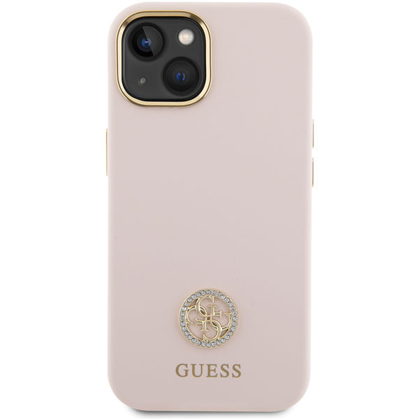 Guess - Silicone Logo Strass 4G (GUHCP15M4DGPP) - iPhone 15 Plus - Light Pink