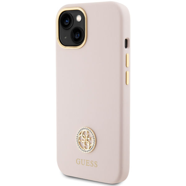Guess - Silicone Logo Strass 4G (GUHCP15M4DGPP) - iPhone 15 Plus - Light Pink