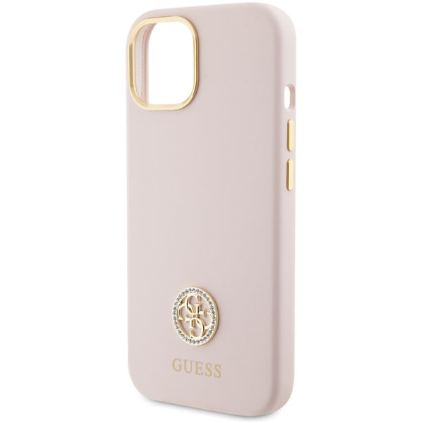 Guess - Silicone Logo Strass 4G (GUHCP15M4DGPP) - iPhone 15 Plus - Light Pink