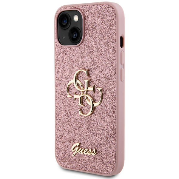 Guess - Glitter Script Big 4G (GUHCP15MHG4SGP) - iPhone 15 Plus - Pink