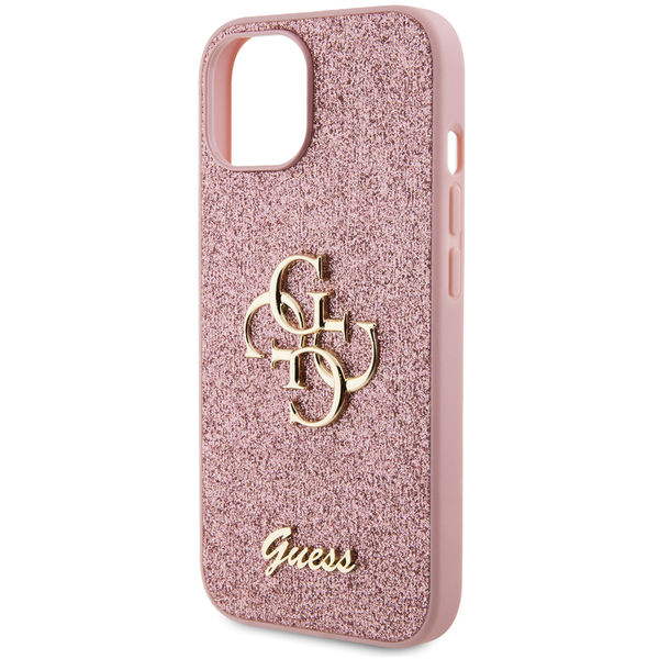 Guess - Glitter Script Big 4G (GUHCP15MHG4SGP) - iPhone 15 Plus - Pink