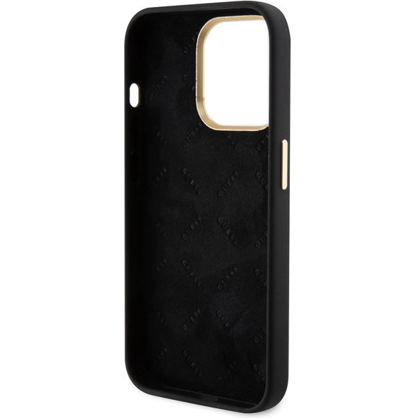 Guess - Silicone Script Metal Logo & Frame (GUHCP15LSMBSLK) - iPhone 15 Pro - Black