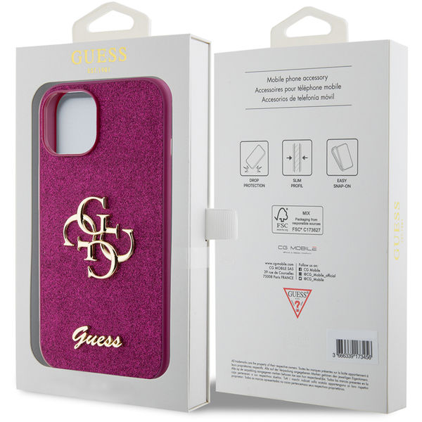 Guess - Glitter Script Big 4G (GUHCP15SHG4SGU) - iPhone 15 - Purple