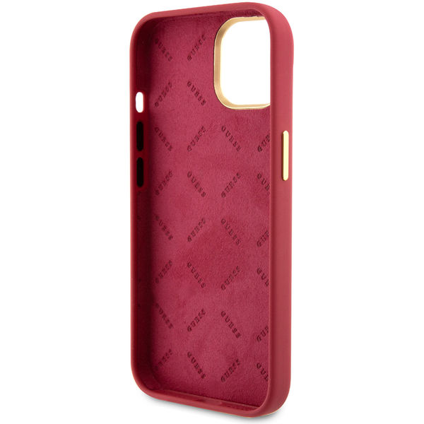 Guess - Silicone Script Metal Logo & Frame (GUHCP15SSMBSLM) - iPhone 15 - Red