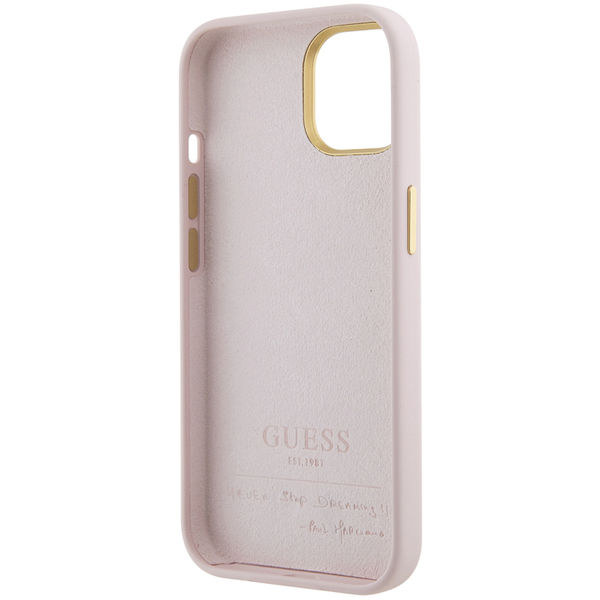 Guess - Silicone Script Metal Logo & Frame (GUHCP15SSMBSLP) - iPhone 15 - Light Pink