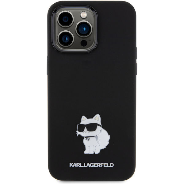 Karl Lagerfeld - Silicone (KLHCP15XSMHCNPK) - iPhone 15 Pro Max - Choupette Metal Pin
