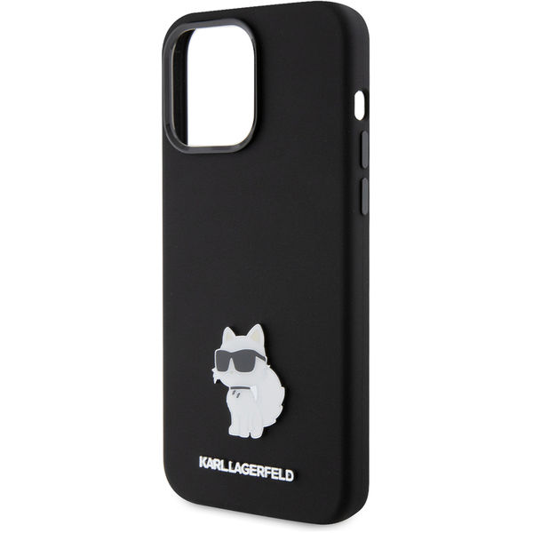 Karl Lagerfeld - Silicone (KLHCP15XSMHCNPK) - iPhone 15 Pro Max - Choupette Metal Pin