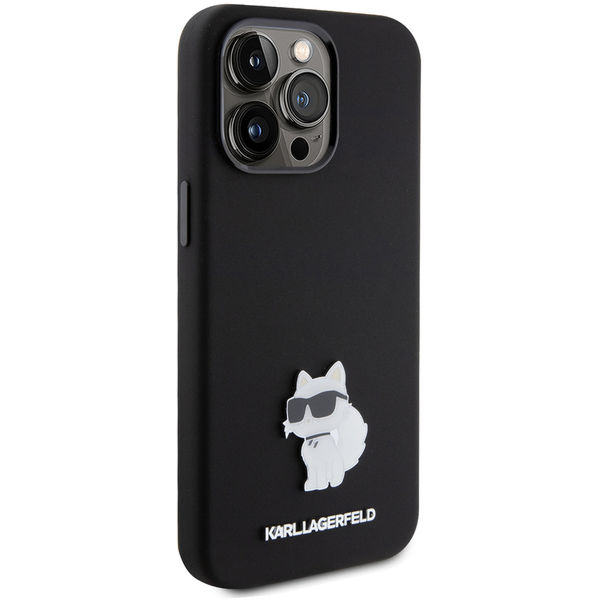 Karl Lagerfeld - Silicone (KLHCP15XSMHCNPK) - iPhone 15 Pro Max - Choupette Metal Pin