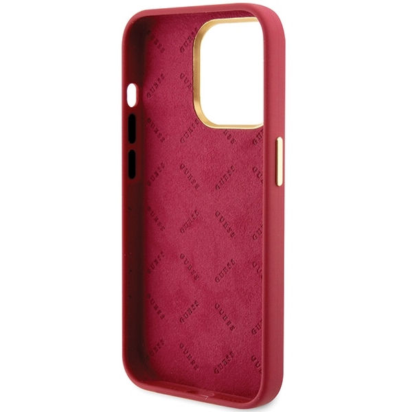 Guess - Silicone Script Metal Logo & Frame (GUHCP15XSMBSLM) - iPhone 15 Pro Max - Red