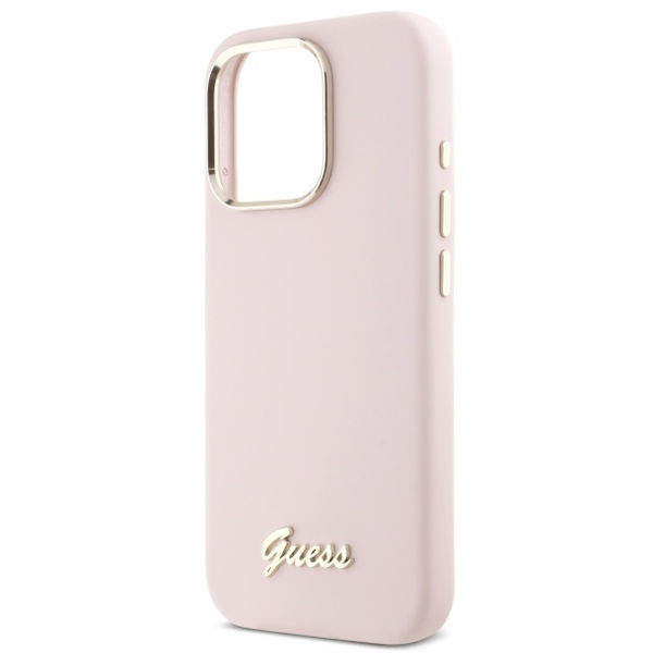 Guess - Silicone Script Metal Logo & Frame (GUHCP16XSMBSLP) - iPhone 16 Pro Max - Light Pink