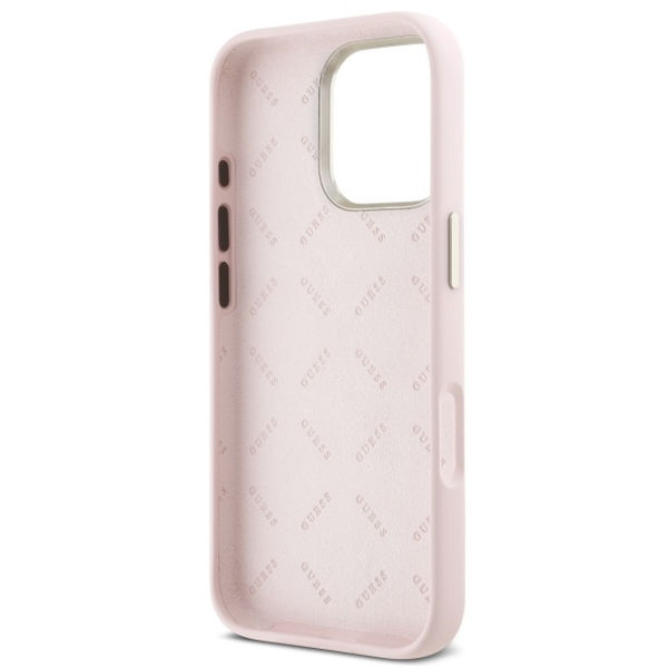 Guess - Silicone Script Metal Logo & Frame (GUHCP16XSMBSLP) - iPhone 16 Pro Max - Light Pink