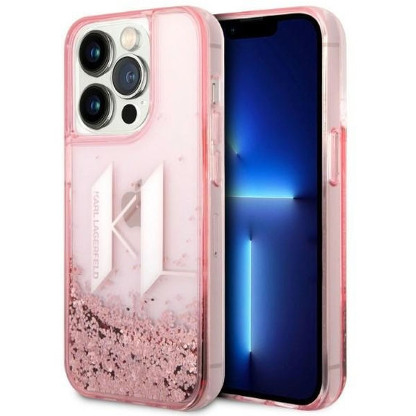Karl Lagerfeld - Hardcase Glitter (KLHCP14LLBKLCP) - iPhone 14 Pro - Pink Liquid Big KL