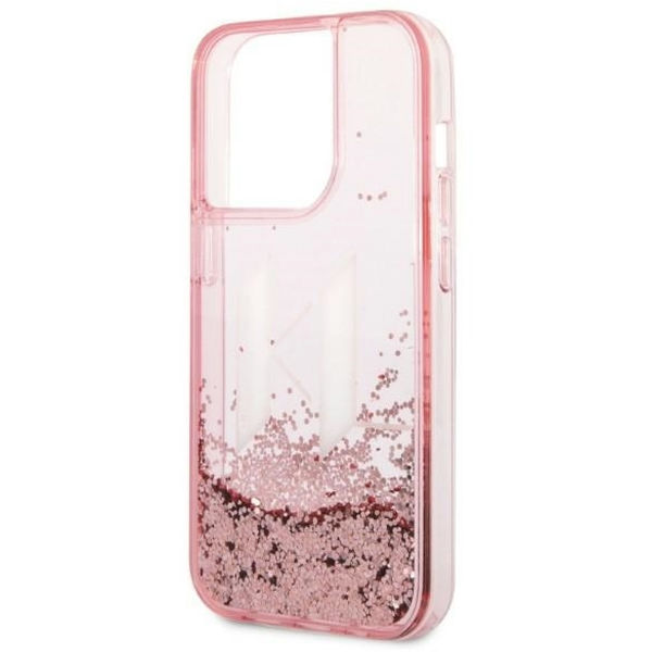 Karl Lagerfeld - Hardcase Glitter (KLHCP14LLBKLCP) - iPhone 14 Pro - Pink Liquid Big KL