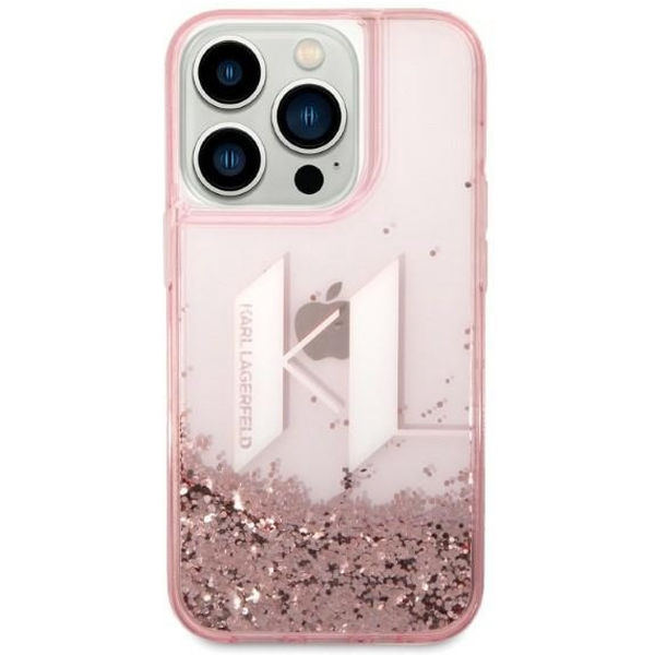 Karl Lagerfeld - Hardcase Glitter (KLHCP14LLBKLCP) - iPhone 14 Pro - Pink Liquid Big KL
