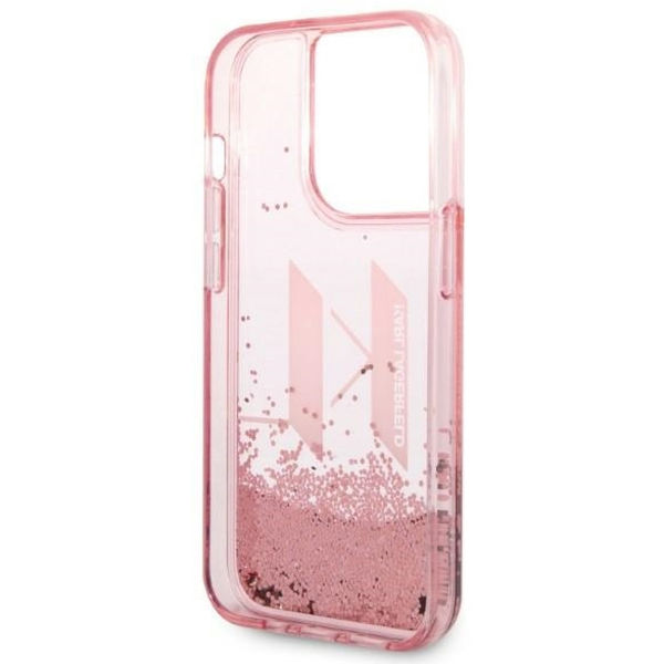 Karl Lagerfeld - Hardcase Glitter (KLHCP14LLBKLCP) - iPhone 14 Pro - Pink Liquid Big KL