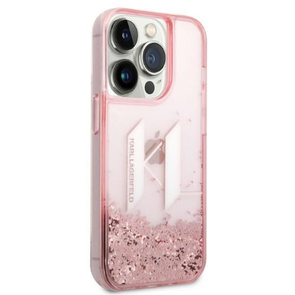 Karl Lagerfeld - Hardcase Glitter (KLHCP14LLBKLCP) - iPhone 14 Pro - Pink Liquid Big KL