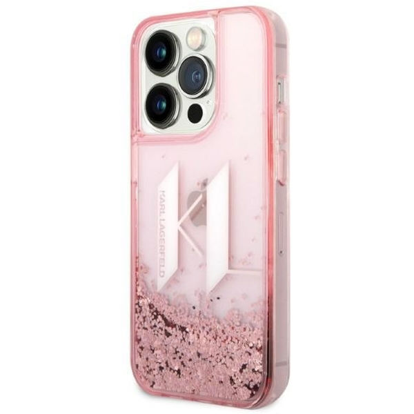 Karl Lagerfeld - Hardcase Glitter (KLHCP14LLBKLCP) - iPhone 14 Pro - Pink Liquid Big KL